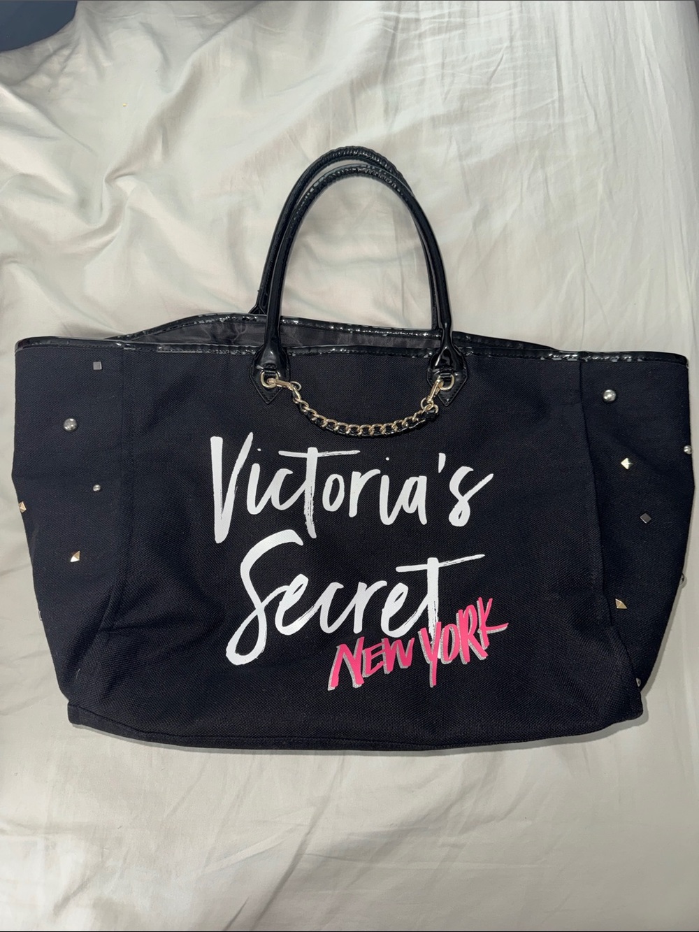 Victoria's Secret Black Tote with Pink 'New York' Script